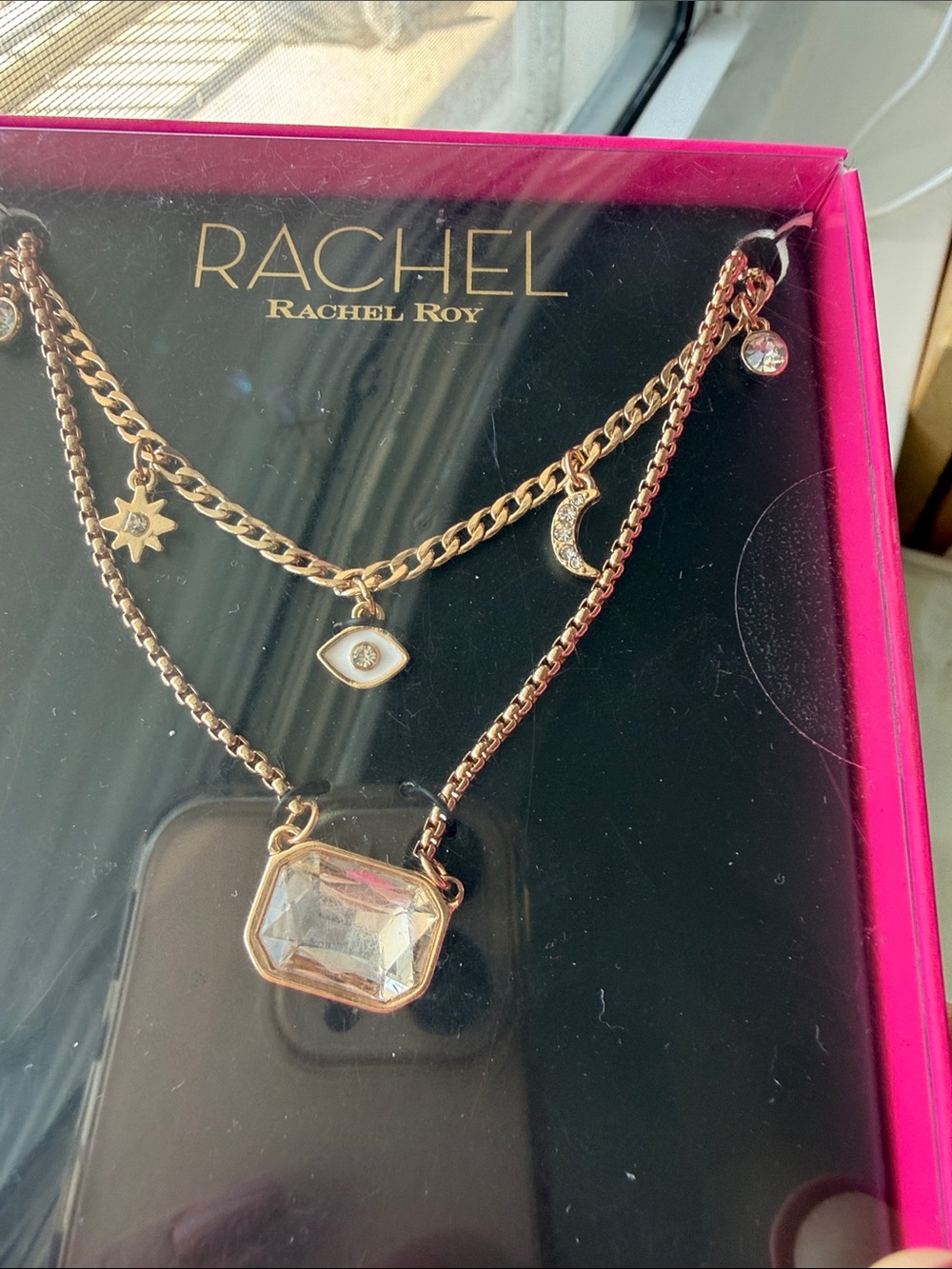 RACHEL Rachel Roy Rose Gold Tone Layered Pendant Necklace - Pink Box - Picture 2 of 5